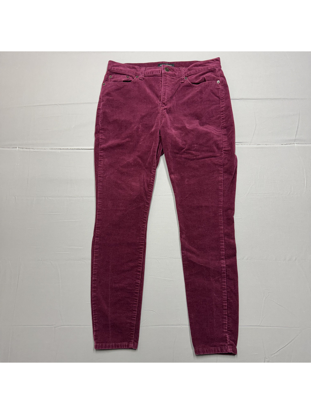 Banana Republic Women's Skinny Corduroy Pants Size 6 31x28 Burgundy Cotton